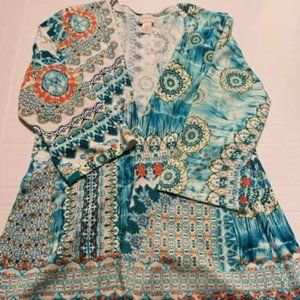 Chico's size 1 aqua blue lightweight jacket coverup beach summer